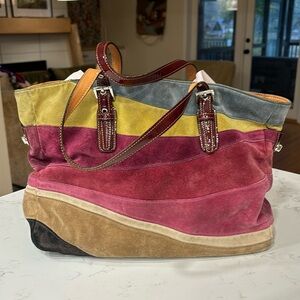 Coach suede wave tote bag